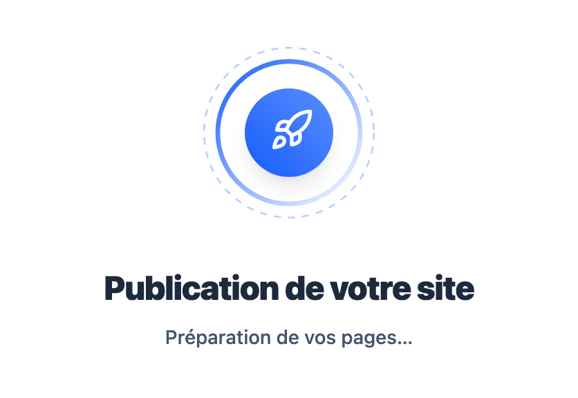 L'écran de publication, qui passe par ses étapes jusqu'à « En ligne ».