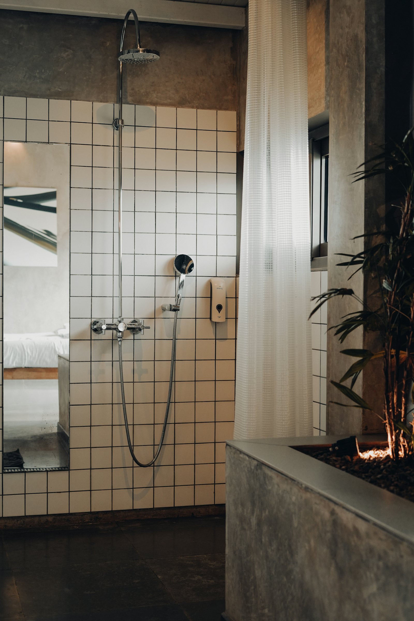 Tiled walk-in shower